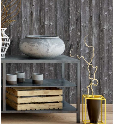 Papel de parede estimo madeira, modelo troncos velhos com predominância de tons cinza - Madeira 11