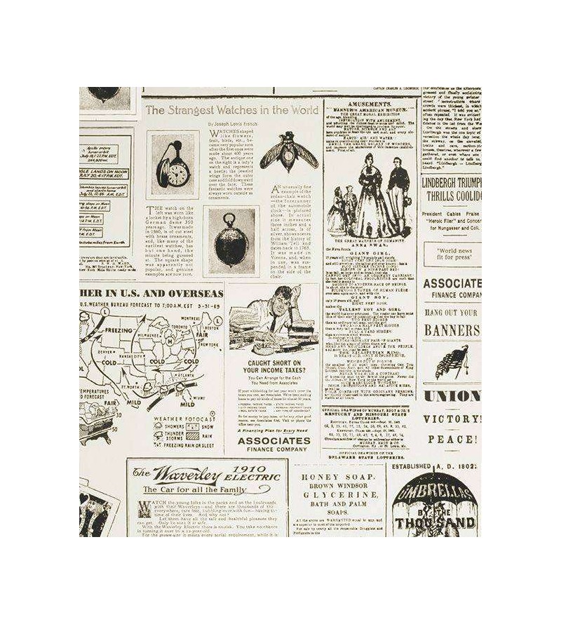 Papel de parede modelo jornal envelhecido, com escritas e desenhos em tons de cinza - Jornal 10