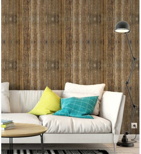 Papel de parede, estilo madeira rustica, com predominância de caramelo - Madeira 91