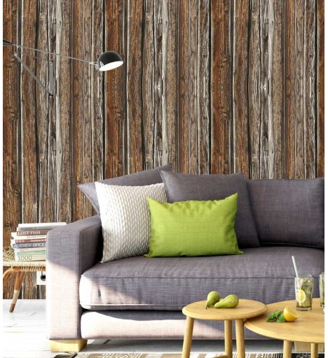 Papel de Parede Madeira Envelhecida em Tons Marrom e Cinza - Madeira 92