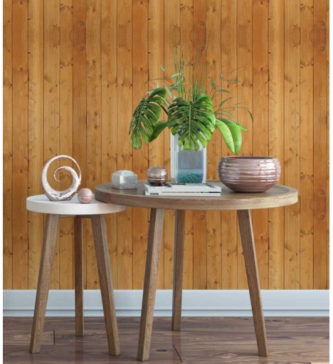 Papel de parede estilo madeira em tons laranja - Madeira 101