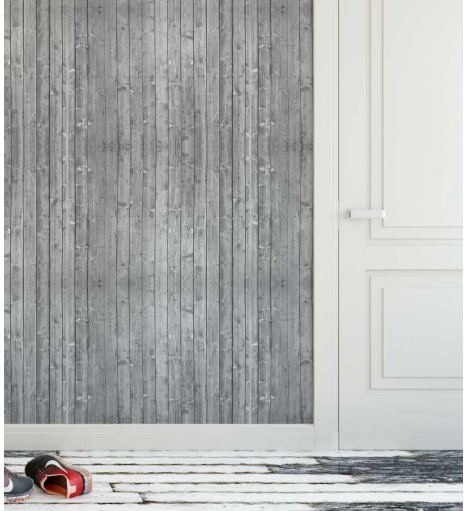 Papel de Parede Madeira Envelhecida em Tons Cinza - Madeira 154
