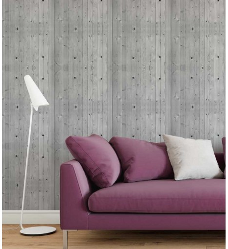 Papel de Parede Tábuas Envelhecidas em Tons Cinza - Madeira 155