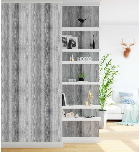 Papel de Parede Madeira Rústica em Tons de Cinza - Madeira 160