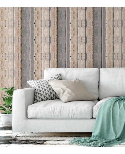 Papel de parede estilo tábuas de demolição em tons bege e cinza - Madeira 161