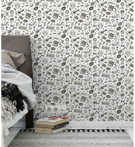 Papel de parede Notas Musicais Estilizadas Com Desenhos Contemporâneo - Notas 07