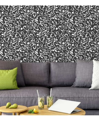 Papel de Parede Arabesco Ornamental nas cores preto e branco - Ornamental 02