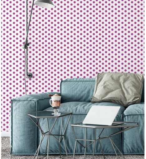 Papel de parede poá em tons rosa e branco