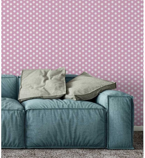 Papel de parede poá em tons rosa e branco - Poá 120