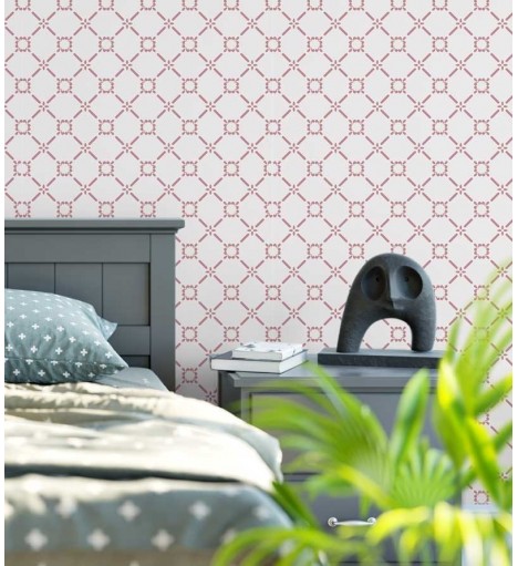 Papel de parede com fundo branco e detalhes em lilás - Retro 23