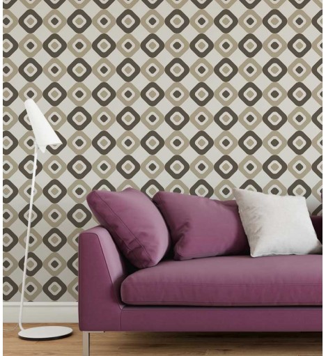 Papel de parede em tons de marrom e bege - Retro 45