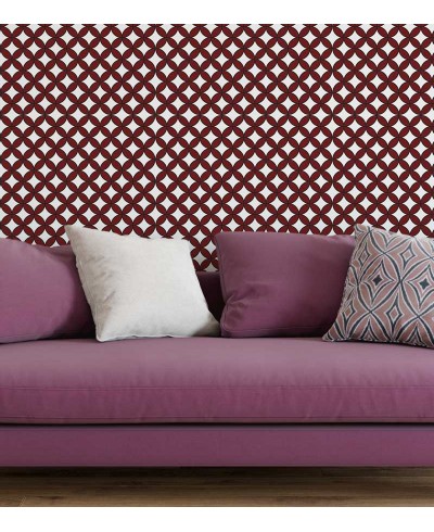 Papel de parede com fundo cinza claro e detalhes em preto e bordo - Retro 51 Papel de parede com fundo cinza claro e detalhes em preto e bordo - Retro 51