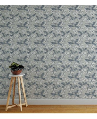 Papel de parede em tons cinza e azul - Retro 62 Papel de parede em tons cinza e azul - Retro 62