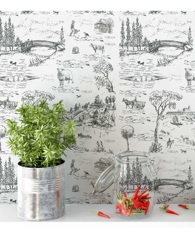 Papel de parede com fundo branco e desenhos em tons acinzentados - Toile 01 Papel de parede com fundo branco e desenhos em tons acinzentados - Toile 01