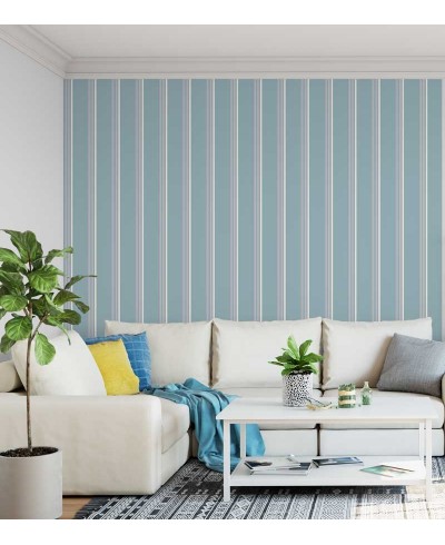 Papel de parede listrado azul, rosa bebê e branco Papel de parede listrado azul, rosa bebê e branco