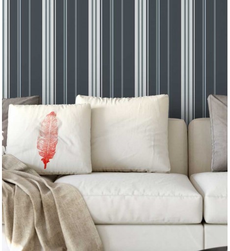 Papel de parede listrado cinza escuro e branco