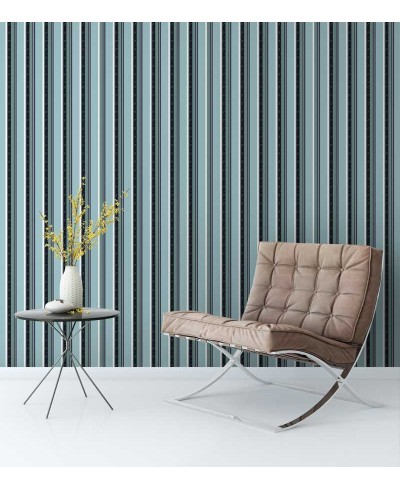 Papel de parede listrado verde e azul Papel de parede listrado verde e azul
