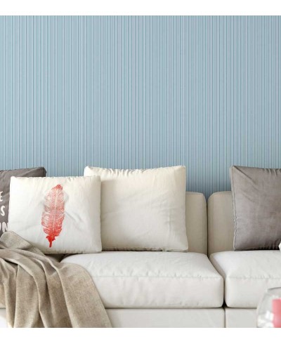 Papel de parede listrado azul, verde água e branco