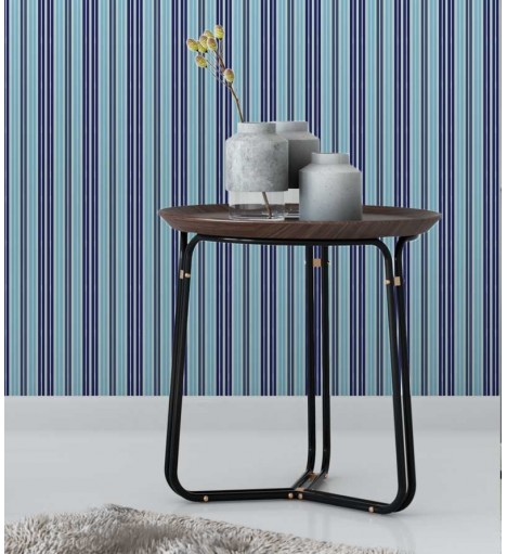 Papel de parede listrado azul e cinza