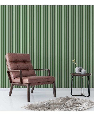 Papel de parede com listras em tons de cinza, branco e verde - Listrado 37 Papel de parede com listras em tons de cinza, branco e verde - Listrado 37