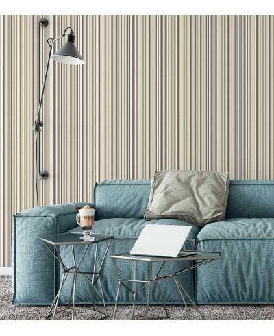 Papel de parede com listras brancas, bege e cinza - Listrado 38