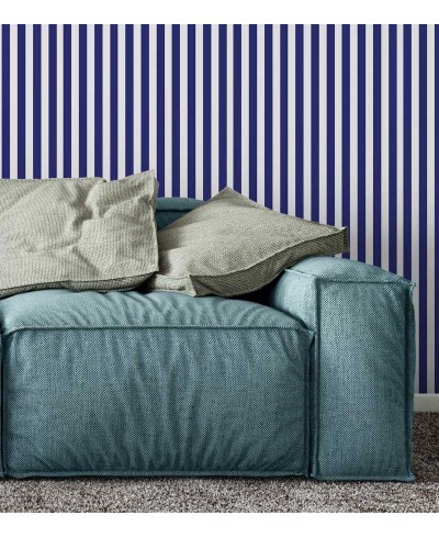 Papel de parede com listras com 2,6cm em azul e branco - Listrado 40 Papel de parede com listras com 2,6cm em azul e branco - Listrado 40
