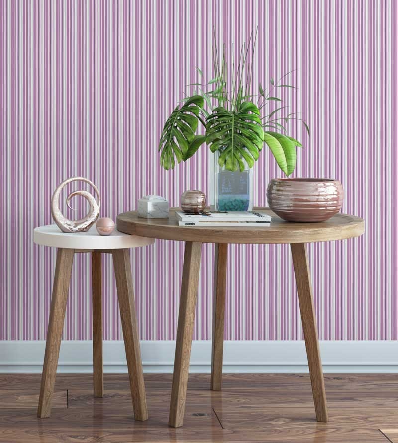 Papel de parede com listras em tons de roxo, rosa, azul e branco - Listrado 50