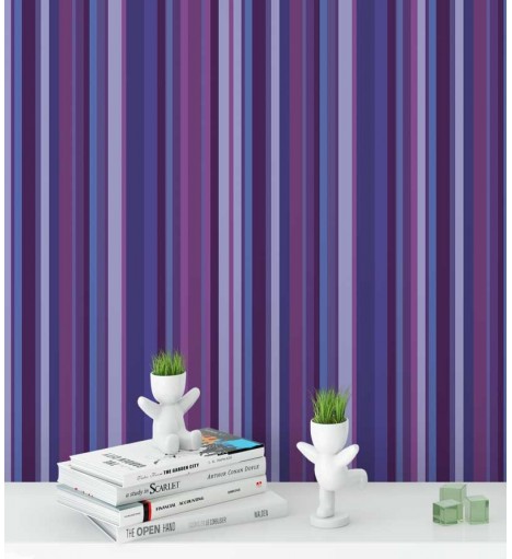 Papel de parede com listras em tons de roxo, azul, e vinho - Listrado 60