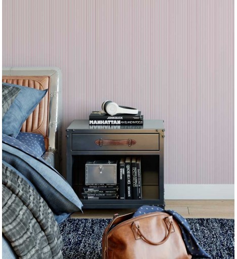 Papel de parede com listras em tons de rosa, branco e vinho - Listrado 71