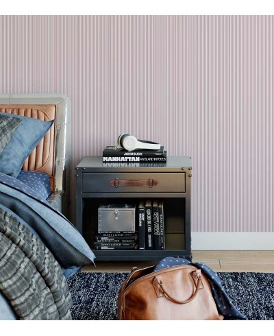 Papel de parede com listras em tons de rosa, branco e vinho - Listrado 71
