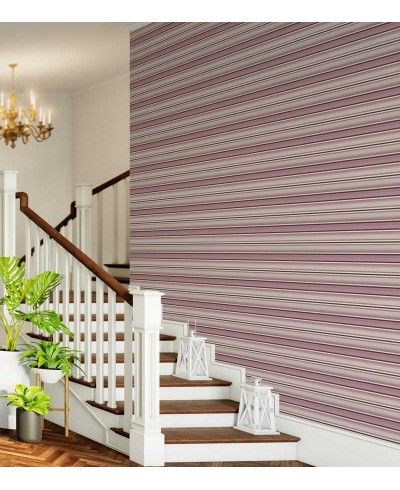 Papel de parede com listras em tons de rosa, bordo, cinza e bege - Listrado 76