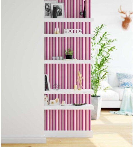 Papel de parede com listras em tons de rosa e branco - Listrado 91