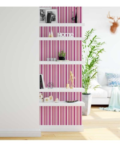 Papel de parede com listras em tons de rosa e branco - Listrado 91