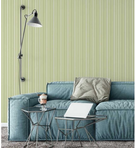 Papel de parede com listas em tons de verde e branco - Listrado 135