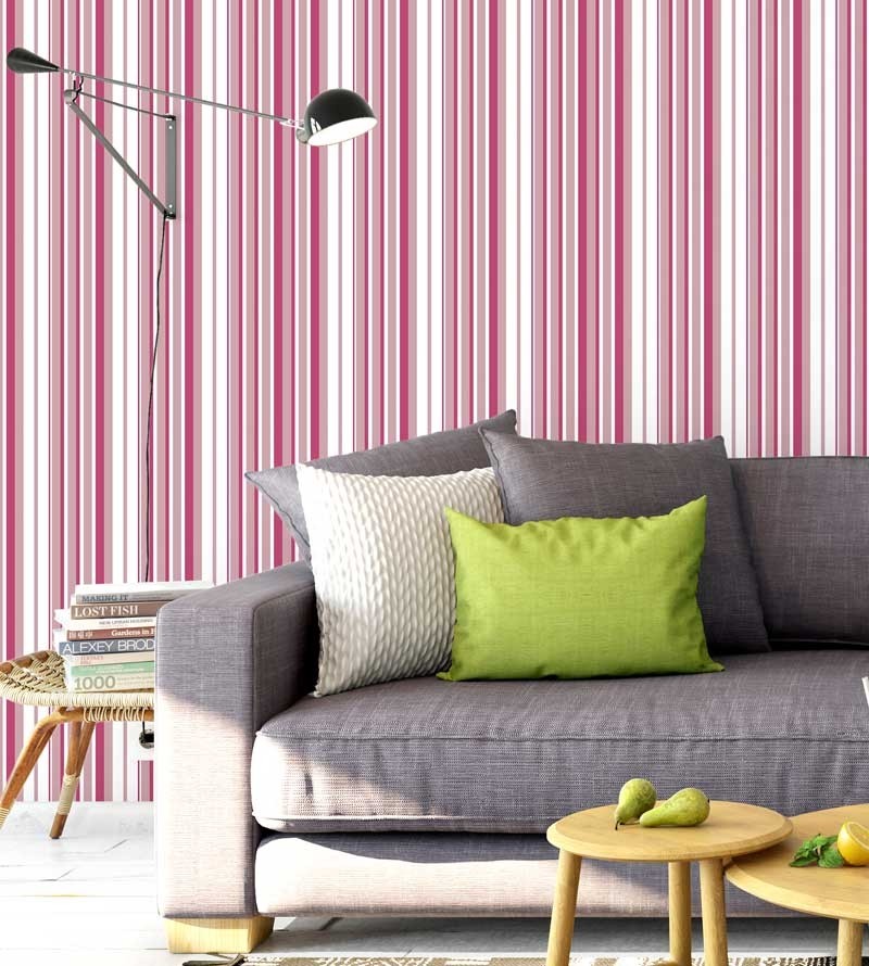 Papel de parede com listras em tons de rosa e branco - Listrado 110