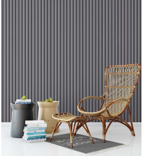 Papel de parede com listras cinza e preta - Listrado 164
