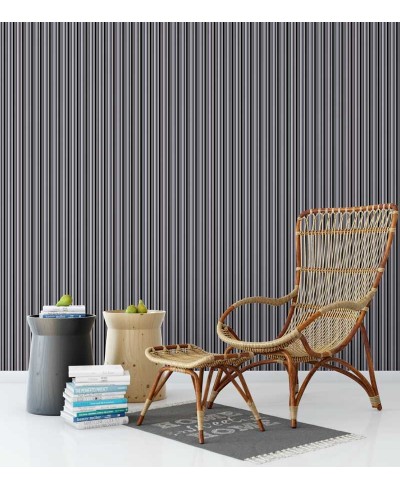 Papel de parede com listras cinza e preta - Listrado 164