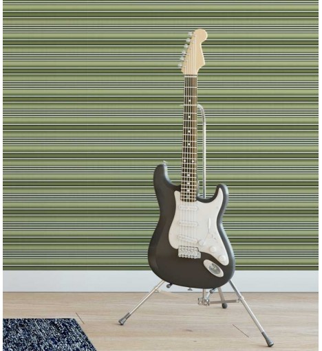 Papel de parede em tons verde com listras brancas e pretas - Listrado 73