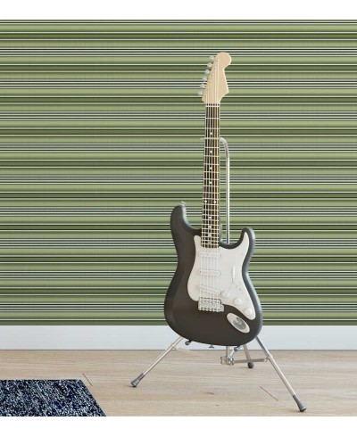 Papel de parede em tons verde com listras brancas e pretas - Listrado 73 Papel de parede em tons verde com listras brancas e pretas - Listrado 73