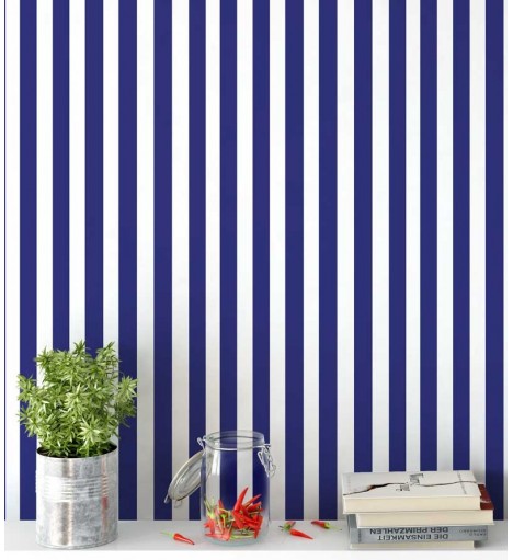 Papel de parede listrado em tons de azul listras com 5cm - Listrado 1024