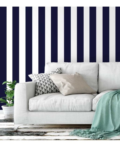 Papel de parede listrado em tons de azul escuro listras com 10cm - Listrado 1019