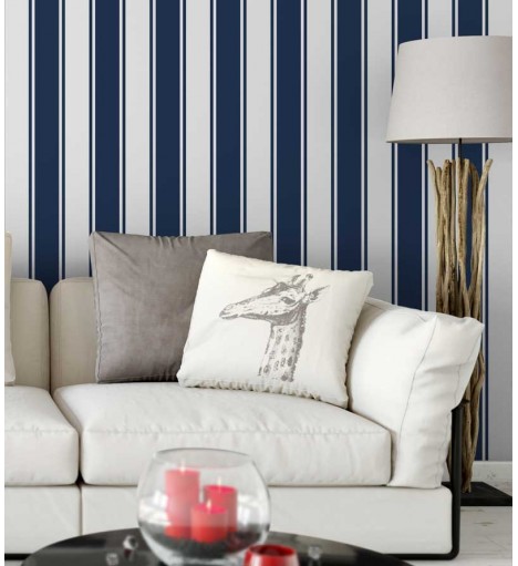 Papel de parede com listras em azul e branco - Listrado 203