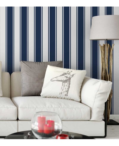 Papel de parede com listras em azul e branco - Listrado 203