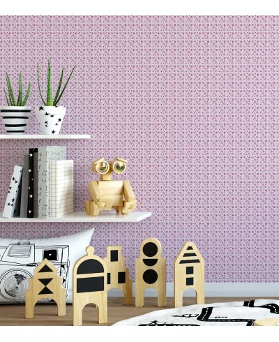 Papel de parede com fundo rosa claro e detalhes em rosa - Infantil 03