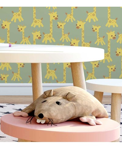 Papel de parede em tons de verde, amarelo e laranja - Infantil 75