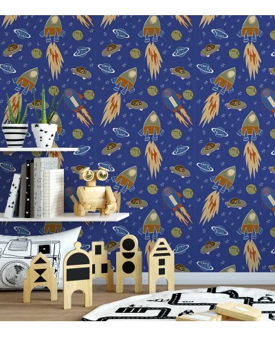 Papel de parede com cores azul, laranja, marrom, verde e detalhes brancos - Infantil 154 Papel de parede com cores azul, laranja, marrom, verde e detalhes brancos - Infantil 154