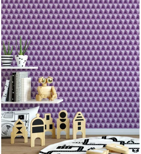 Papel de Parede lego cubos nas rosa, cinza e branco - Kids 10