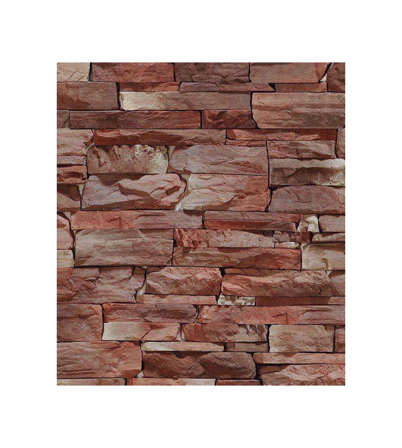 Papel de parede estilo pedras cajiquinhas em tons de marrom, vermelho e bege, com detalhes na cor cinza - Textura 42