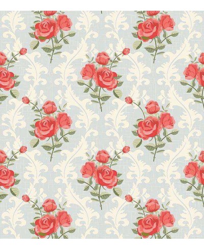 Papel de parede floral romântico rosa e vermelho com fundo cinza e branco