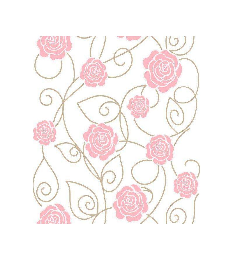 Papel de parede arranjo floral rosa com fundo branco